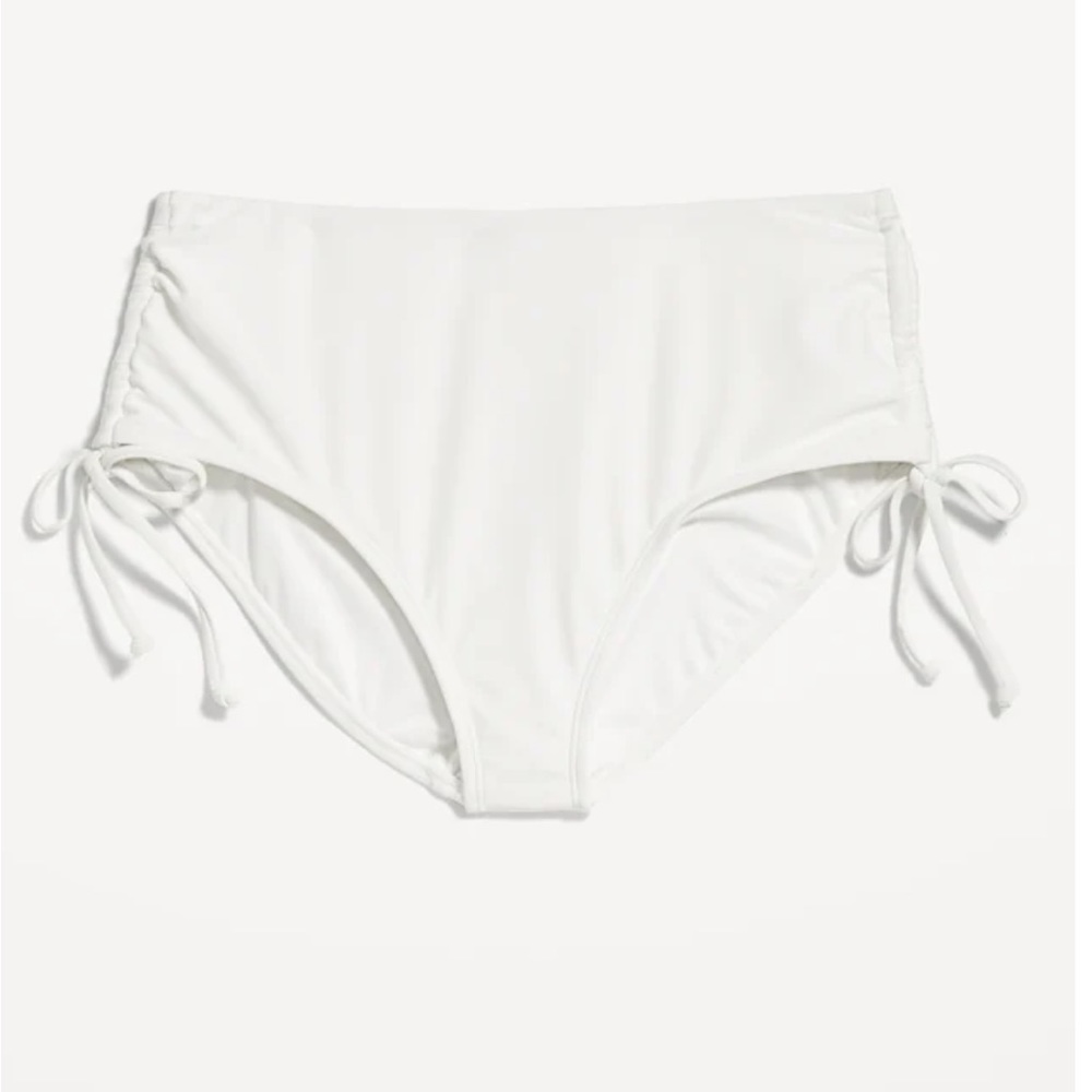 🆕 Old Navy Women’s High-Waisted Tie-Cinched Bikini Swim Bottoms White M 8-10 - Picture 6 of 13